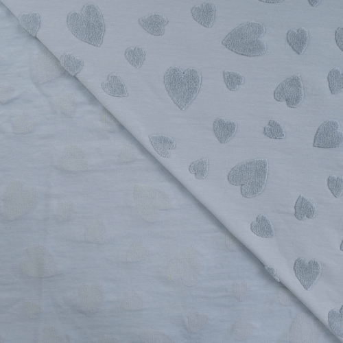 Jersey Jaquard "Herzen" rauchblau Frottee